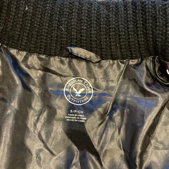 Fuchsia & black thick puffer jacket coat with hood, American Eagle S - Picture 3 of 9